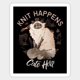 Knit Happens, Cats Help - Persian Point Cat Magnet